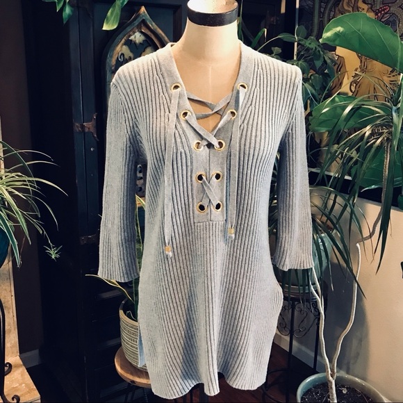 Michael Kors Ribbed laced up knit sweater - Picture 2 of 8